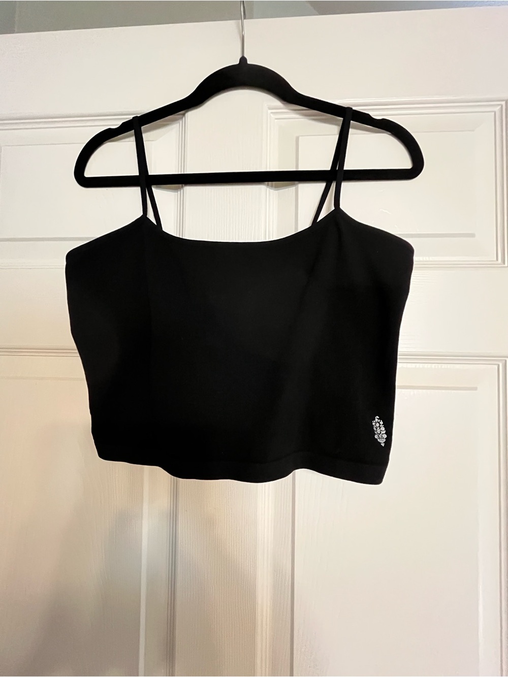 Free People Tighten Up Tank XL Black Strappy Cropped Tank Top